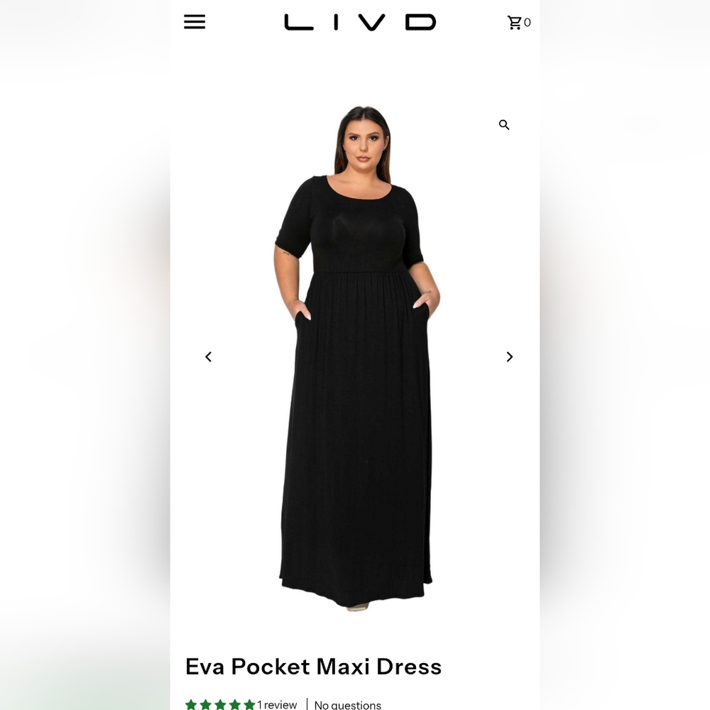 NWT LIVD Black EVA Maxi Dress With Pockets Size 3X Vacation Comfort Stretch USA
